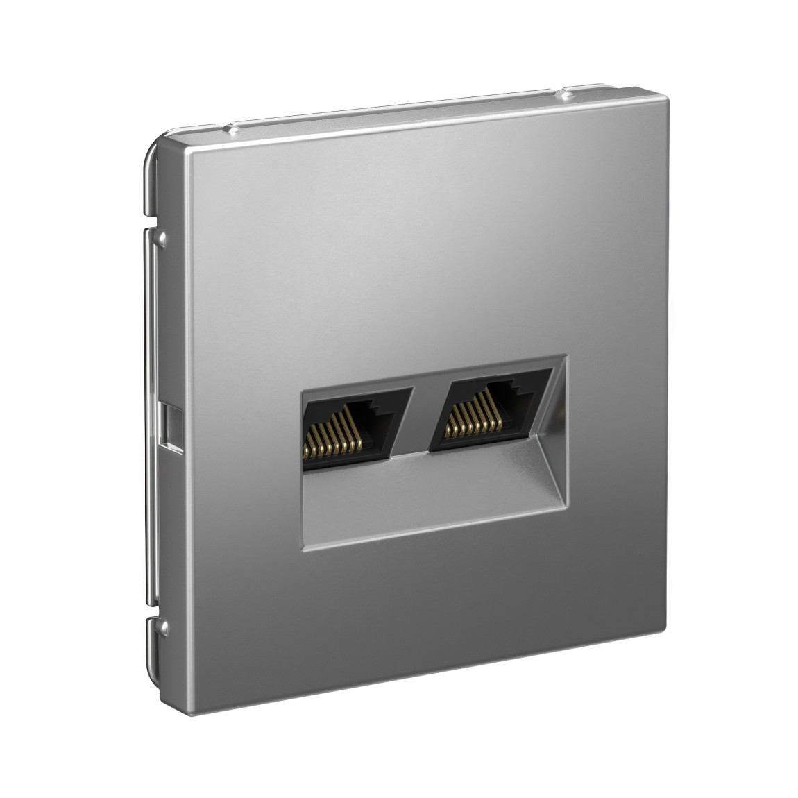 system electric artgallery розетка компьютерная 2xrj45 6е кат. сталь gal000988