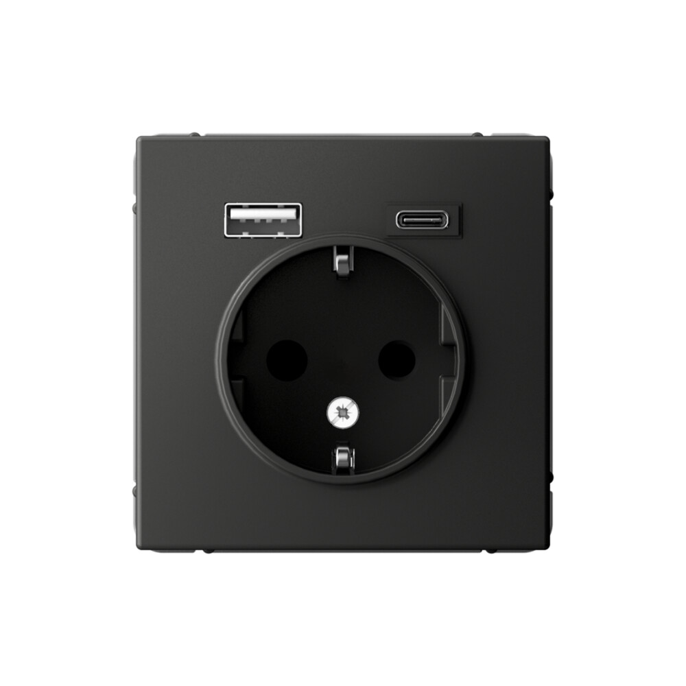 System Electric ArtGallery розетка 1-я с заземлением со штор., с USB+USB type C,базальт GAL001432