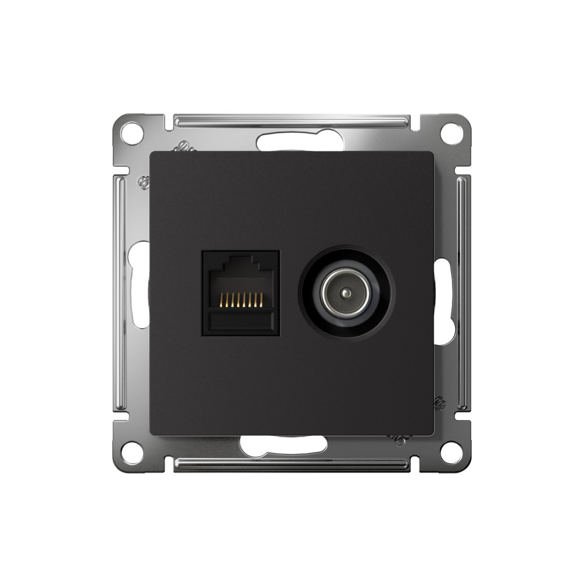 systeme electric atlasdesign розетка tv +rj45 5е кат. карбон atn001089