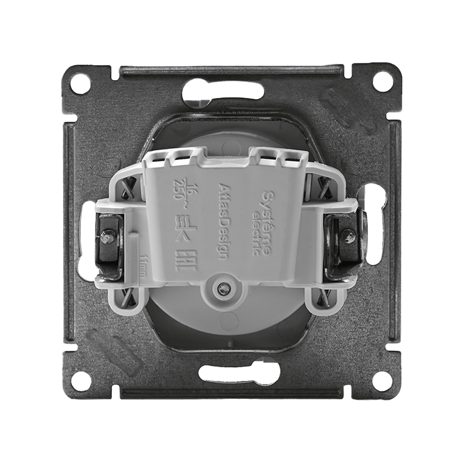 systeme electric atlasdesign, розетка 1-я без заземления белый atn000141										