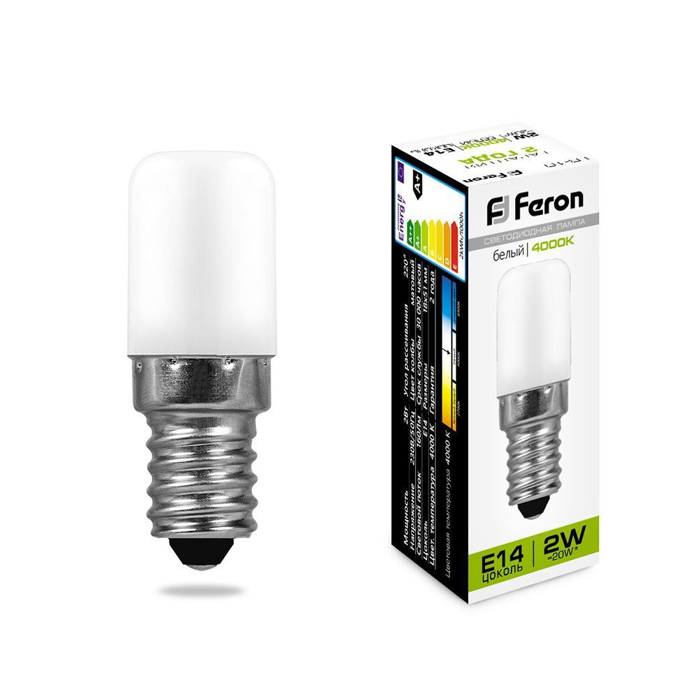 Лампа светодиодная LB-10 230V E14 2W 4000K для холодильника Feron