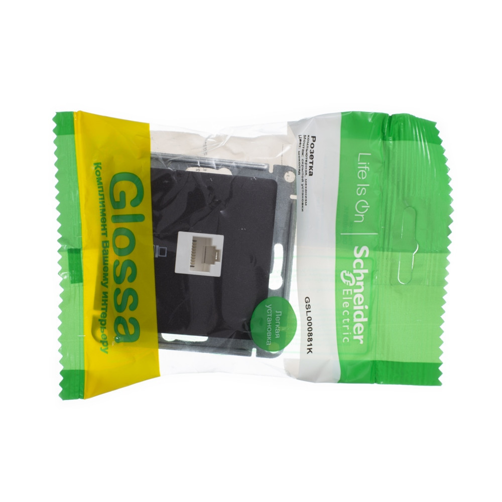system electric glossa розетка компьютерная 1-я rj45 5е кат. шоколад