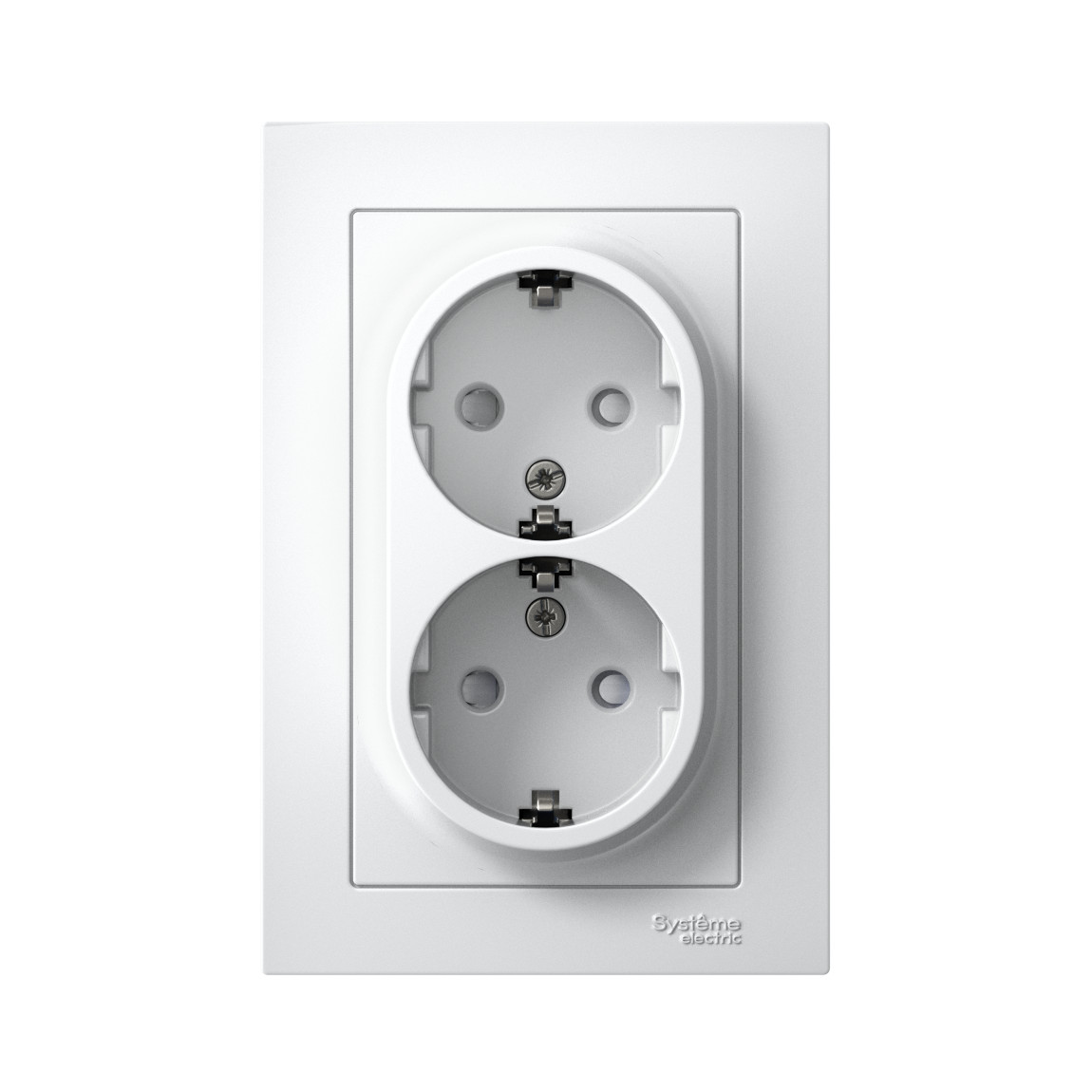 systeme electric atlasdesign розетка 2-я с заземлением со шторками лотос