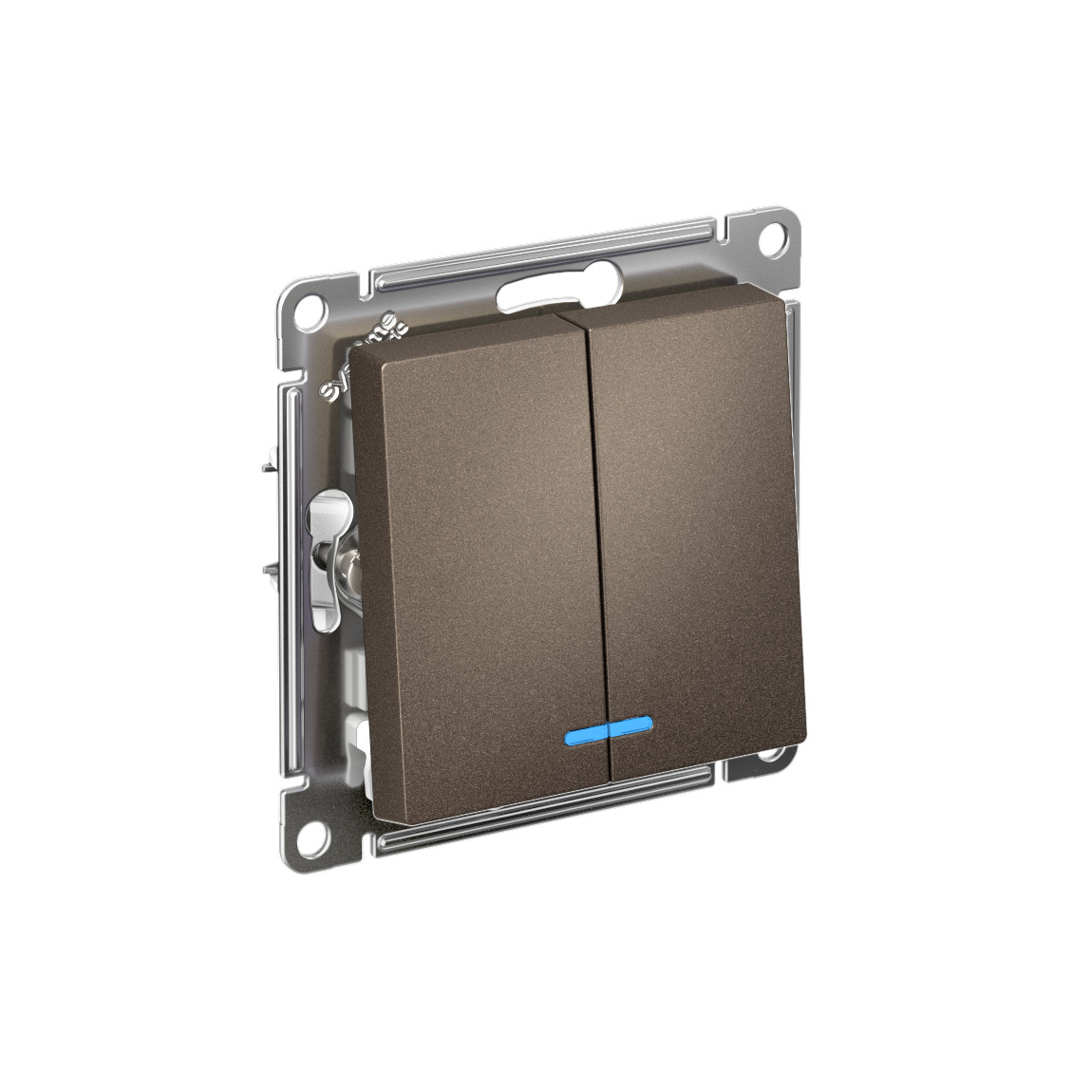 systeme electric atlasdesign выключатель 2-клавишный с подсветкой мокко