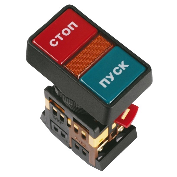 Кнопка PPBB-30N "Пуск-Стоп" d30мм 1з+1р 240В неон IEK BBD21-PPBB-K51