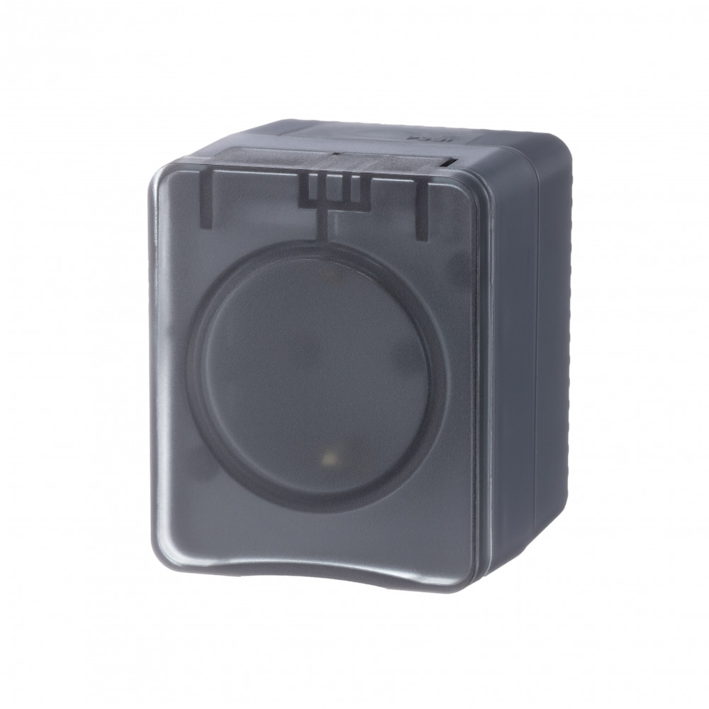 AtlasDesign Profi54 O/У Розетка с заземлением со шторками 16А 250B антрацит IP54 ATN544045