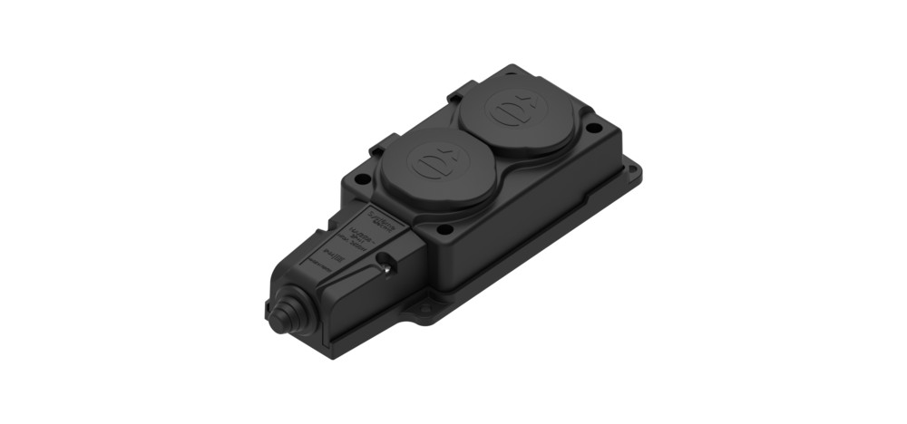 MultiSet Колодка 2х розетка 2К+З каучуковая 16А/250В IP44 чёрная Systeme Electric