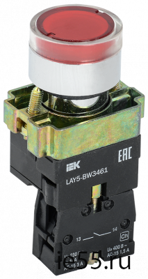 Кнопка LAY5-BW3461 с подсветкой красн. 1з IEK BBT50-BW-K04