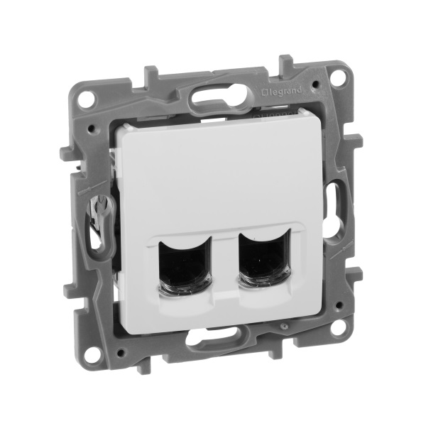 legrand etika розетка компьютерная 2-я rj-45 utp 8 контактов 2 выхода 6 кат. белая
