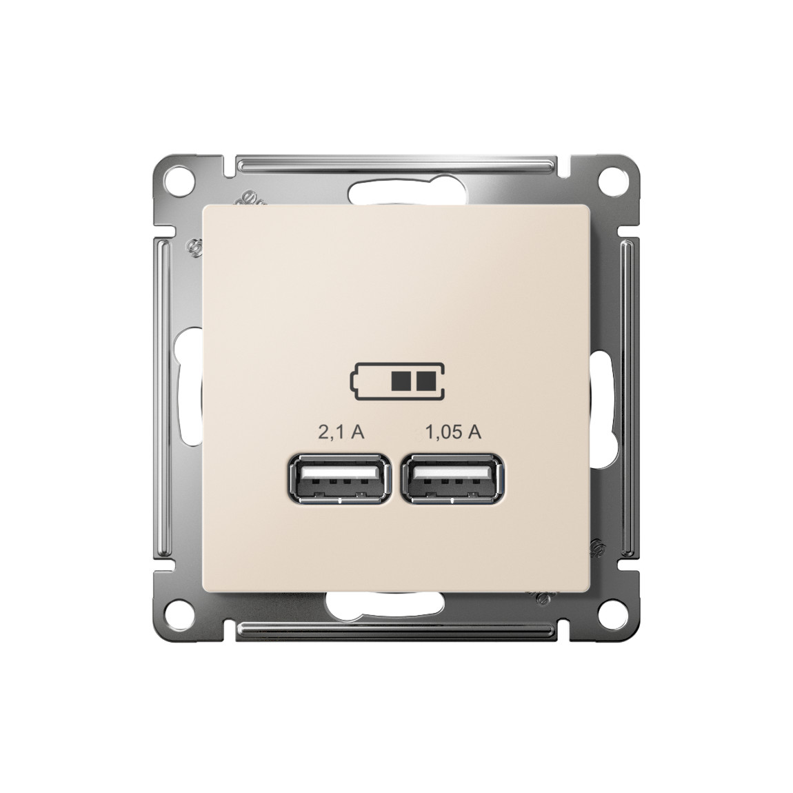 systeme electric atlasdesign, розетка usb двойная для зарядки бежевый atn000233