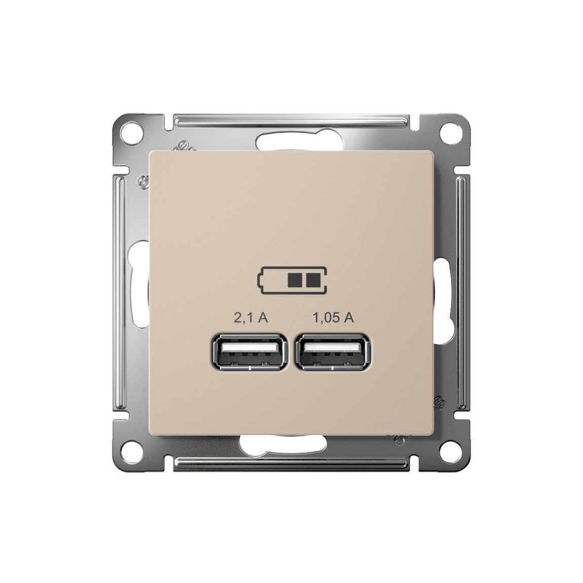 systeme electric atlasdesign розетка usb двойная 2,1а для зарядки песочный