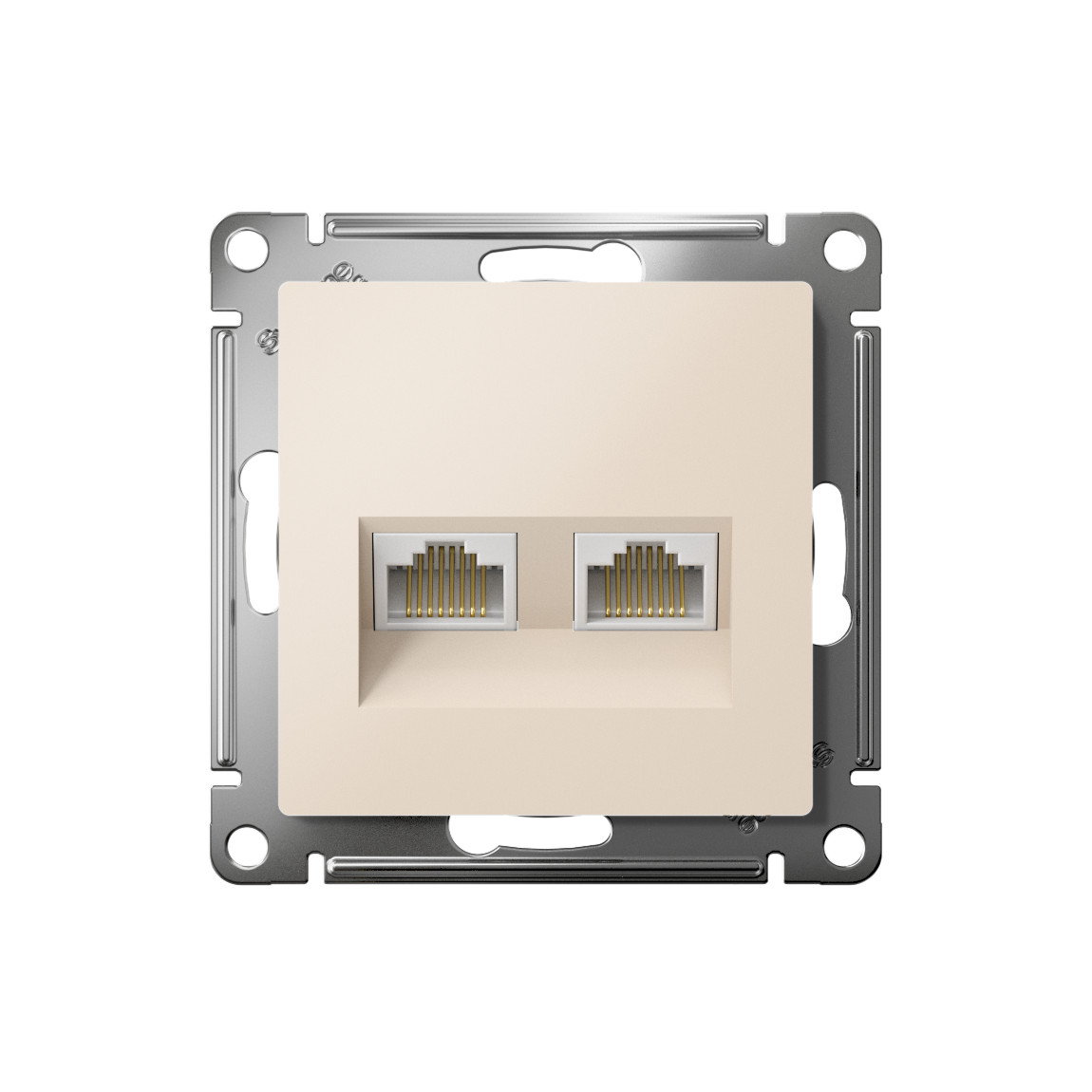 systeme electric atlasdesign, розетка двойная rj45+rj45 5е кат. бежевый atn000285