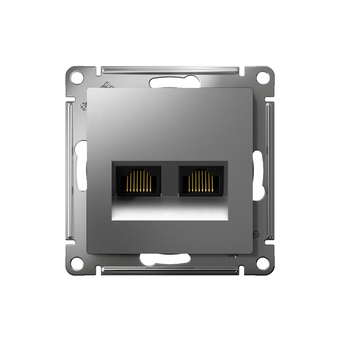 systeme electric atlasdesign розетка двойная rj45+rj45 5е кат. сталь