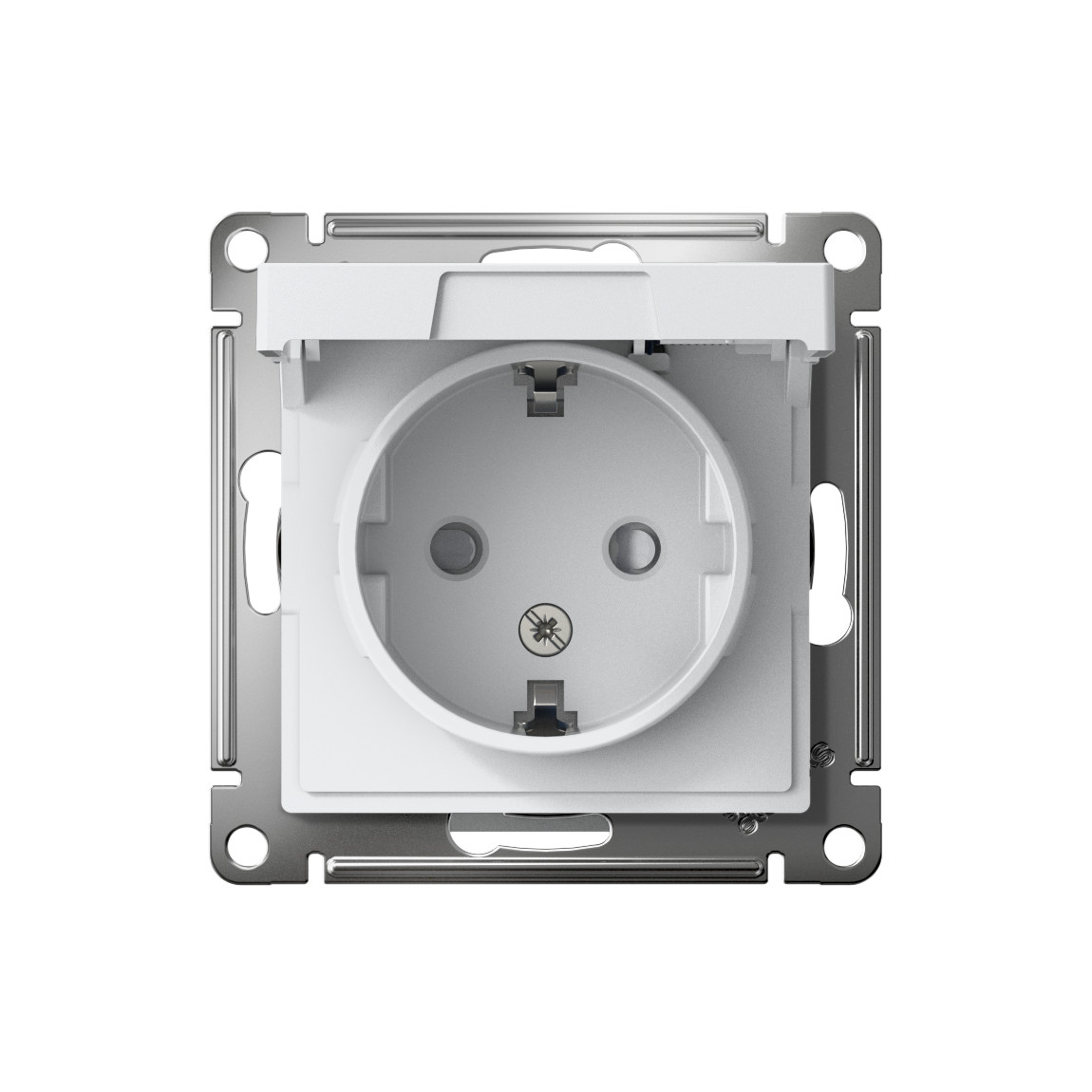 systeme electric atlasdesign розетка 1-я с заземлением со шторками с крышкой ip20 лотос