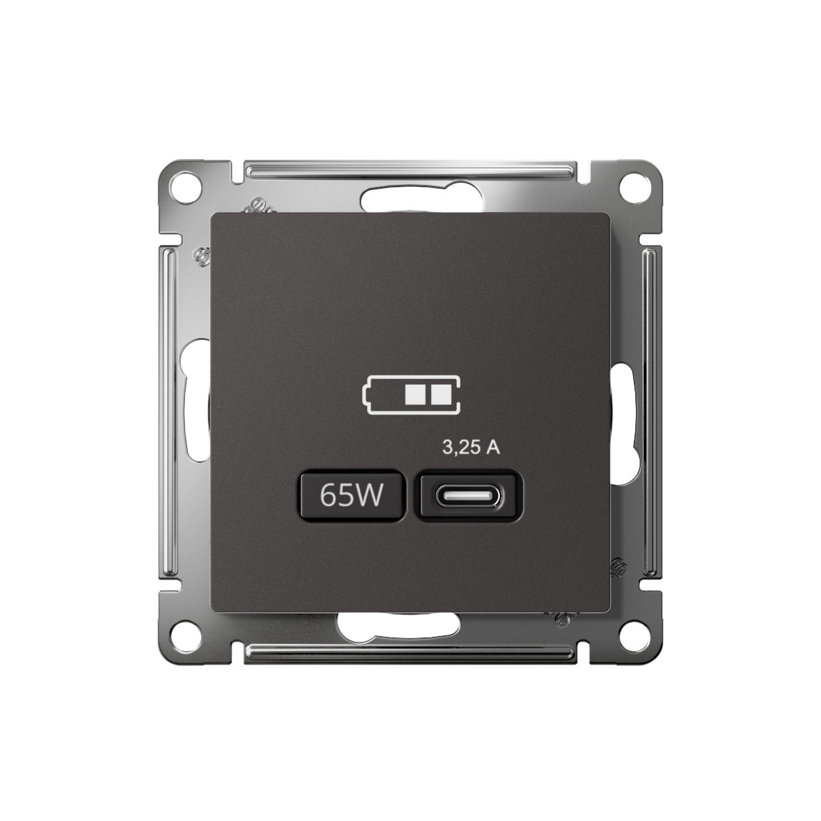 systeme electric atlasdesign, розетка usb для зарядки тип-с 65w высокоскор.заряд. qc, pd, базальт