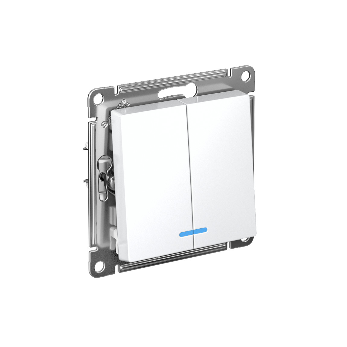 systeme electric atlasdesign, выключатель 2-клавишный с подсветкой белый atn000153