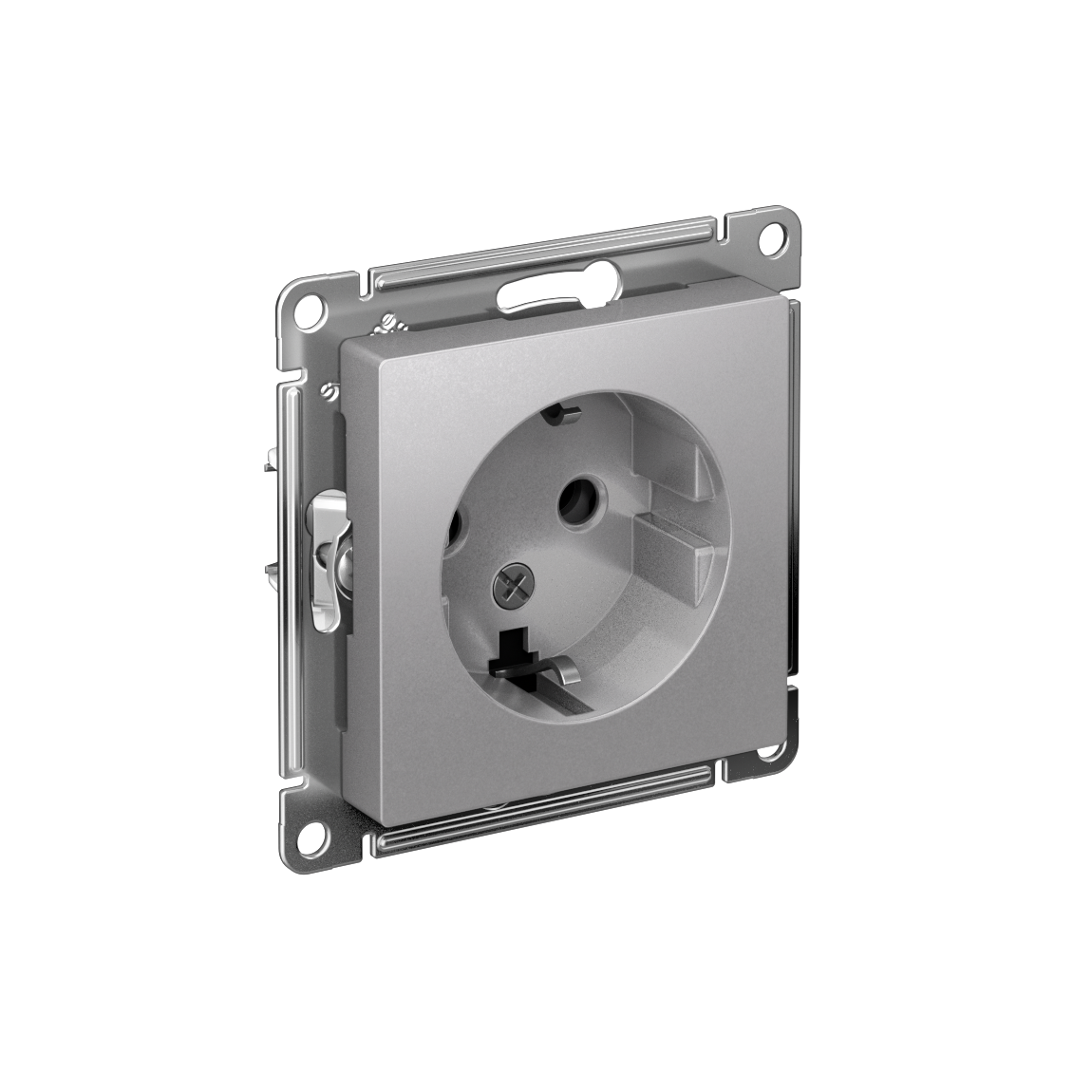 Systeme Electric ATLASDESIGN, розетка 1-я с заземлением алюминий ATN000343