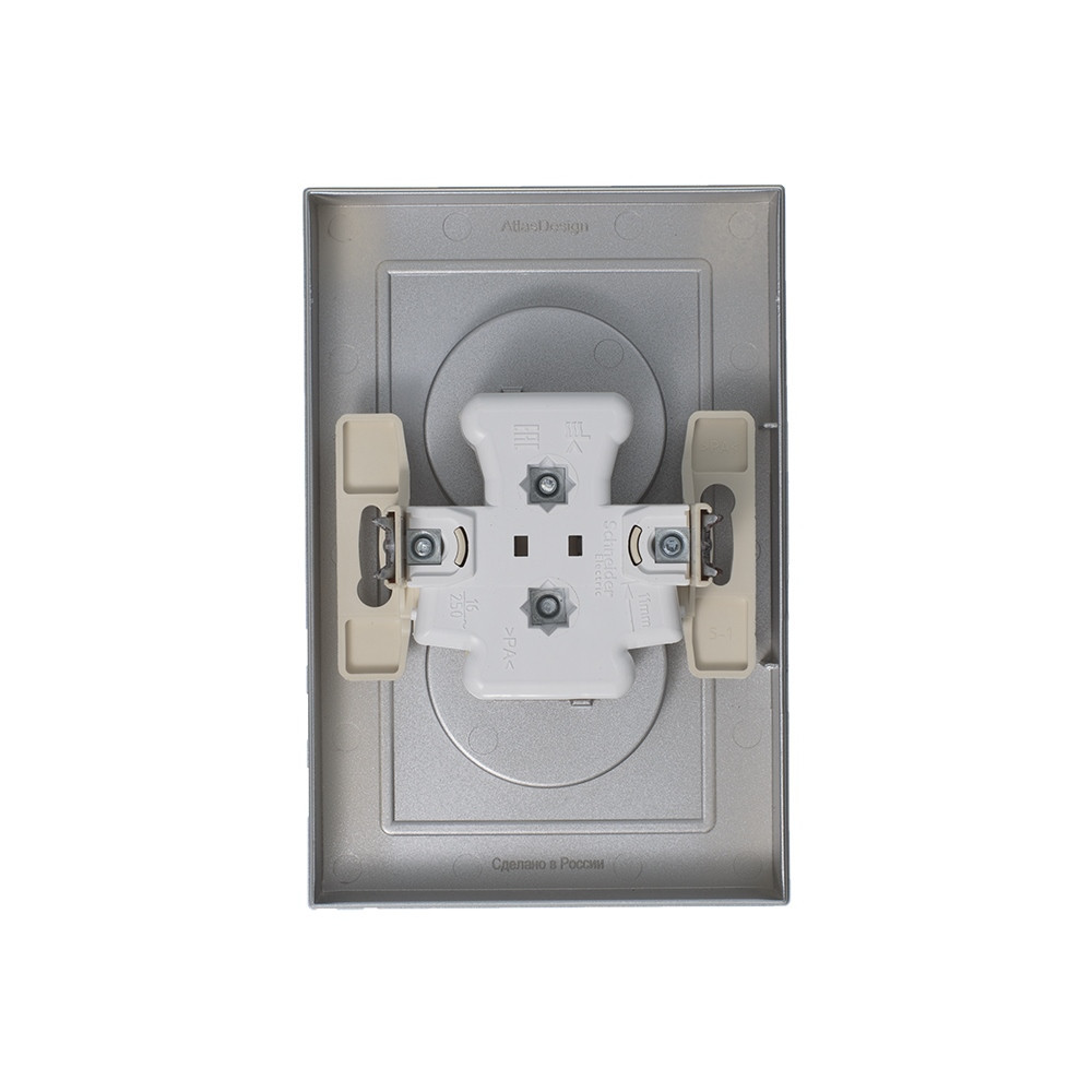 systeme electric atlasdesign, розетка 2-я без заземления алюминий atn000320