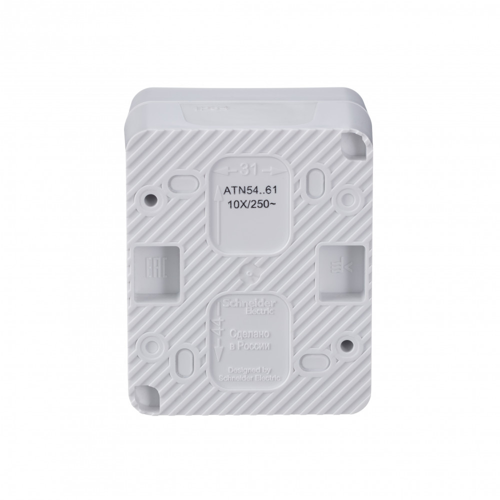 atlasdesign profi54 о/у переключатель 1-клавишный 10а ip54 белый atn540161