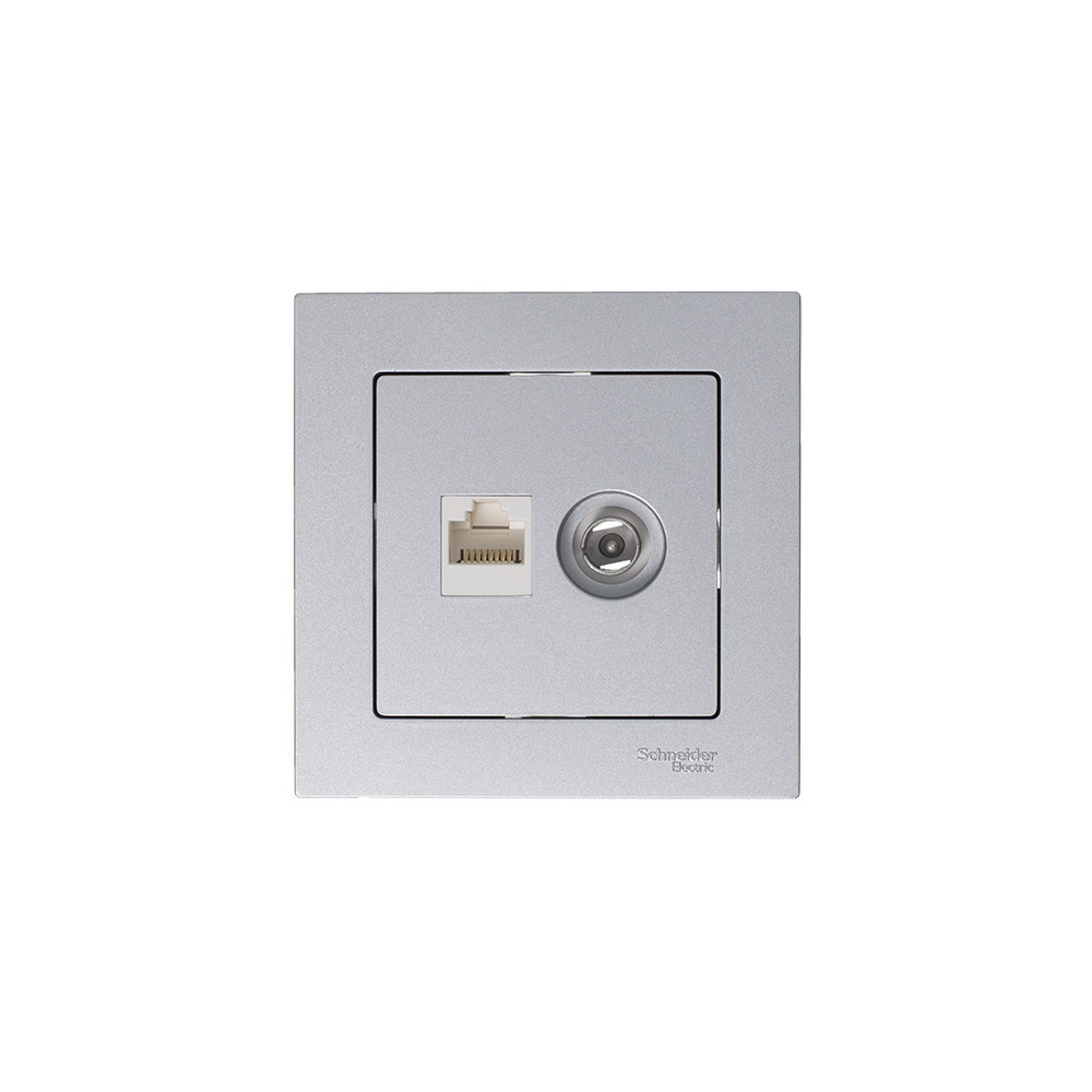systeme electric atlasdesign, розетка tv +rj45 5е кат. алюминий atn000389