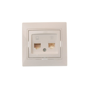 Lezard Mira розетка телефонная+розетка компьютерная RJ-45 белая