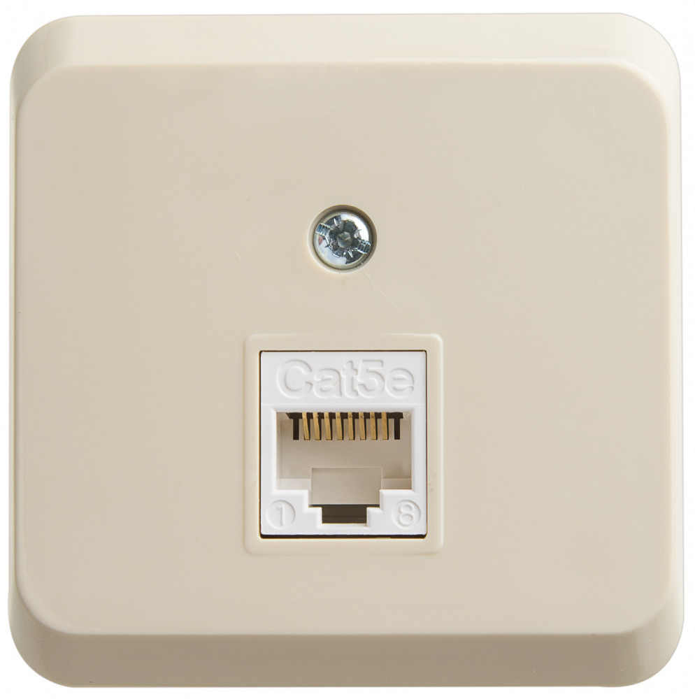 этюд накладная розетка компьютерная rj45 кат.5 крем