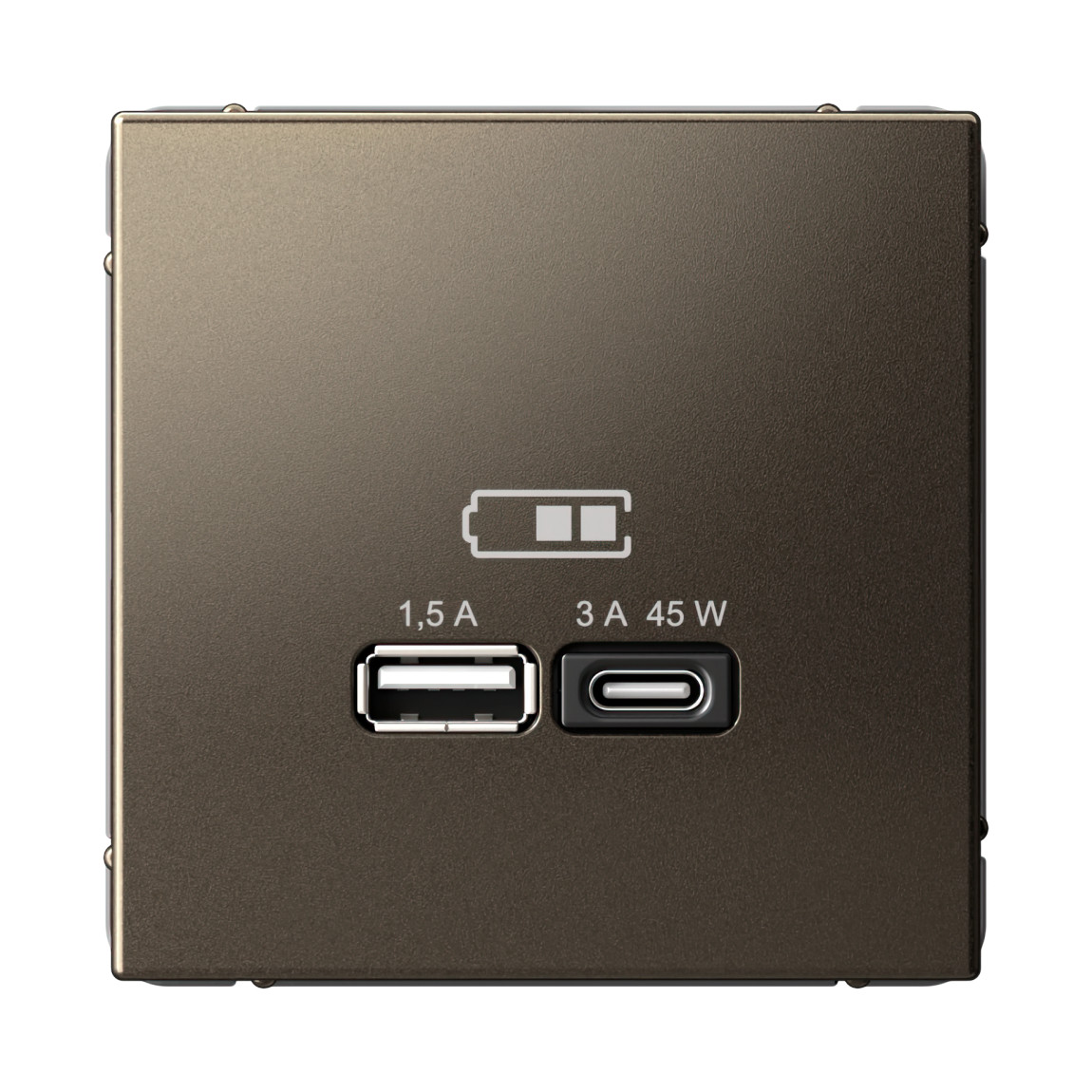  system electric artgaller розетка 2-я usb+usb type c ,45вт; 5в /1,5-3а ввысокоск. мокко gal000629