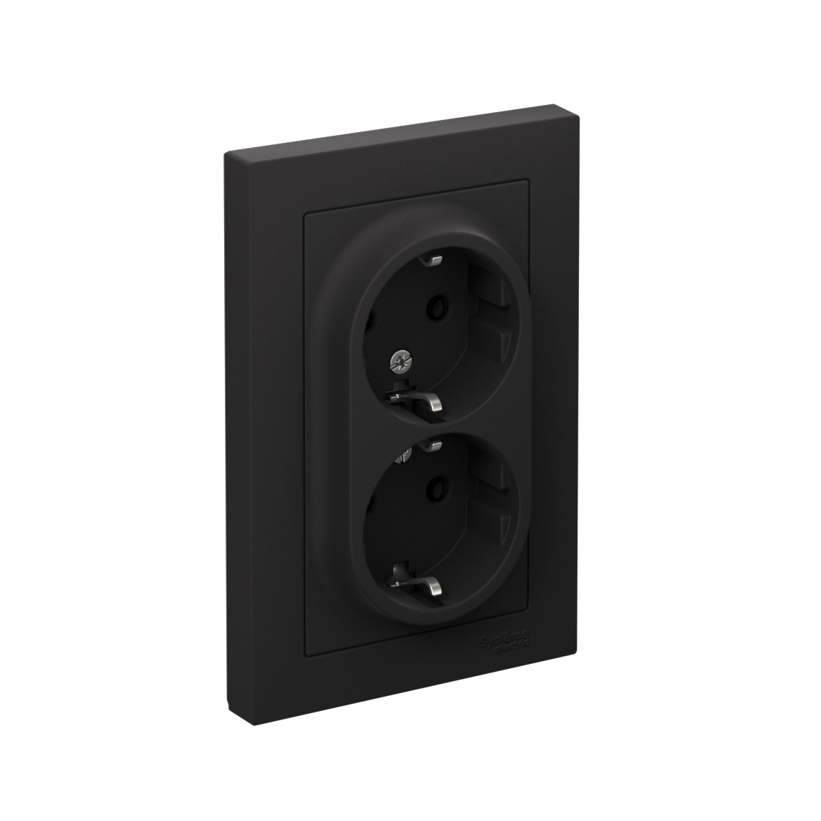 Systeme Electric ATLASDESIGN розетка 2-я с заземлением карбон ATN001024