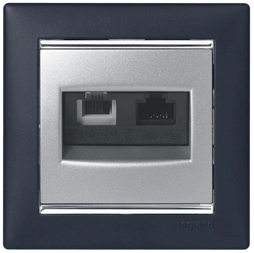 legrand valena розетка компьютерная rj-45 кат.6 utp+розетка телефонная rj-11 алюминий