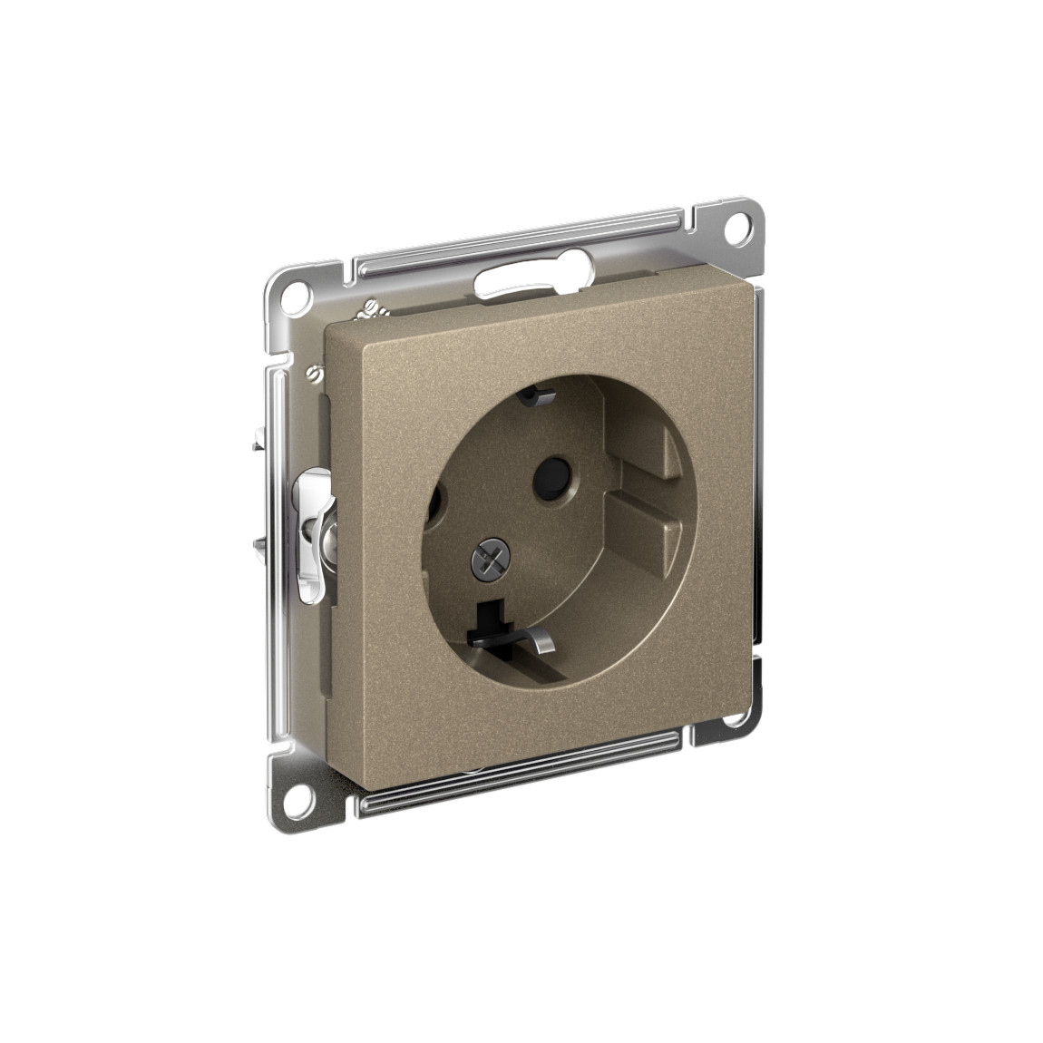 systeme electric atlasdesign розетка 1-я с заземлением со шторками шампань