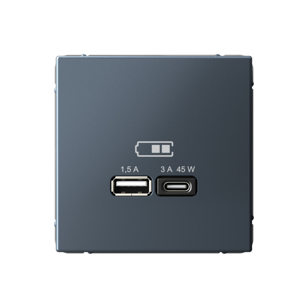  System Electric ArtGaller Розетка 2-я USB+USB type C ,45Вт; 5В /1,5-3А ввысокоск. грифель GAL000729
