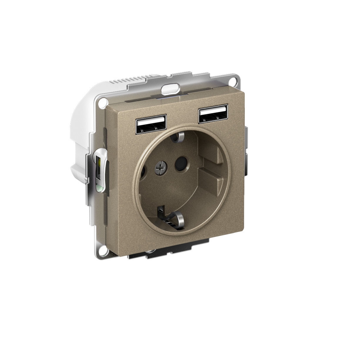 systeme electric atlasdesign розетка с заземлением 16а с 2xusb для зарядки шампань
