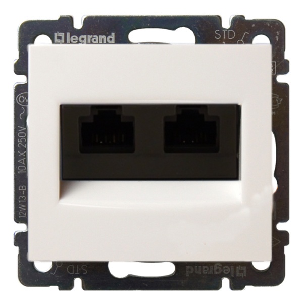 Legrand Valena розетка компьютерная 2-я RJ-45 UTP 300МГц 8 контактов 2 выхода 5 кат. белый