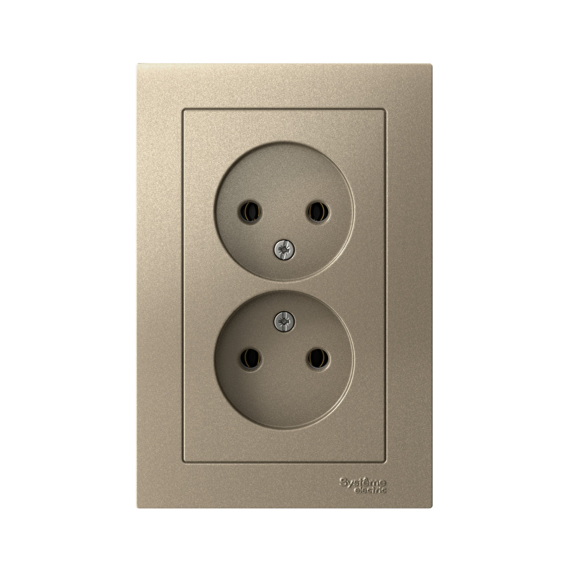 systeme electric atlasdesign розетка 2-я без заземления в сборе шампань