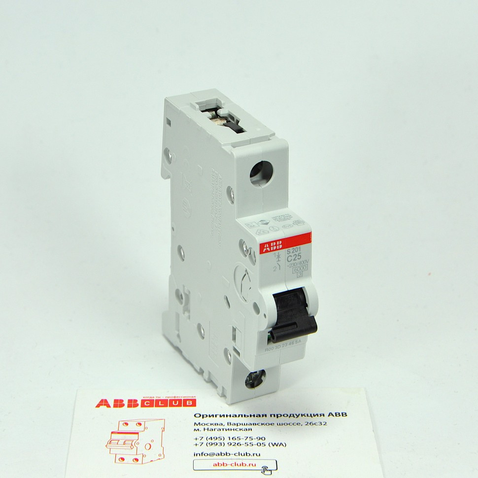 abb автоматический выключатель s201 (хар-ка c) 1p с25а 6ка