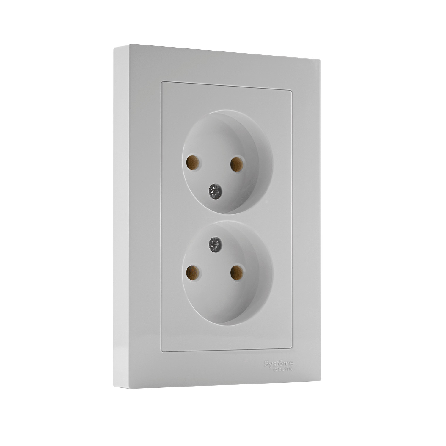 systeme electric atlasdesign, розетка 2-я без заземления белый atn000120