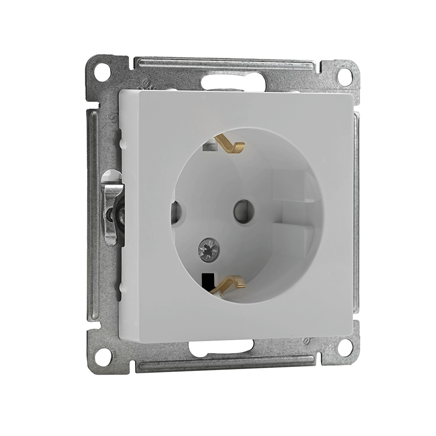 systeme electric atlasdesign, розетка 1-я с заземлением со шторками белый atn000145