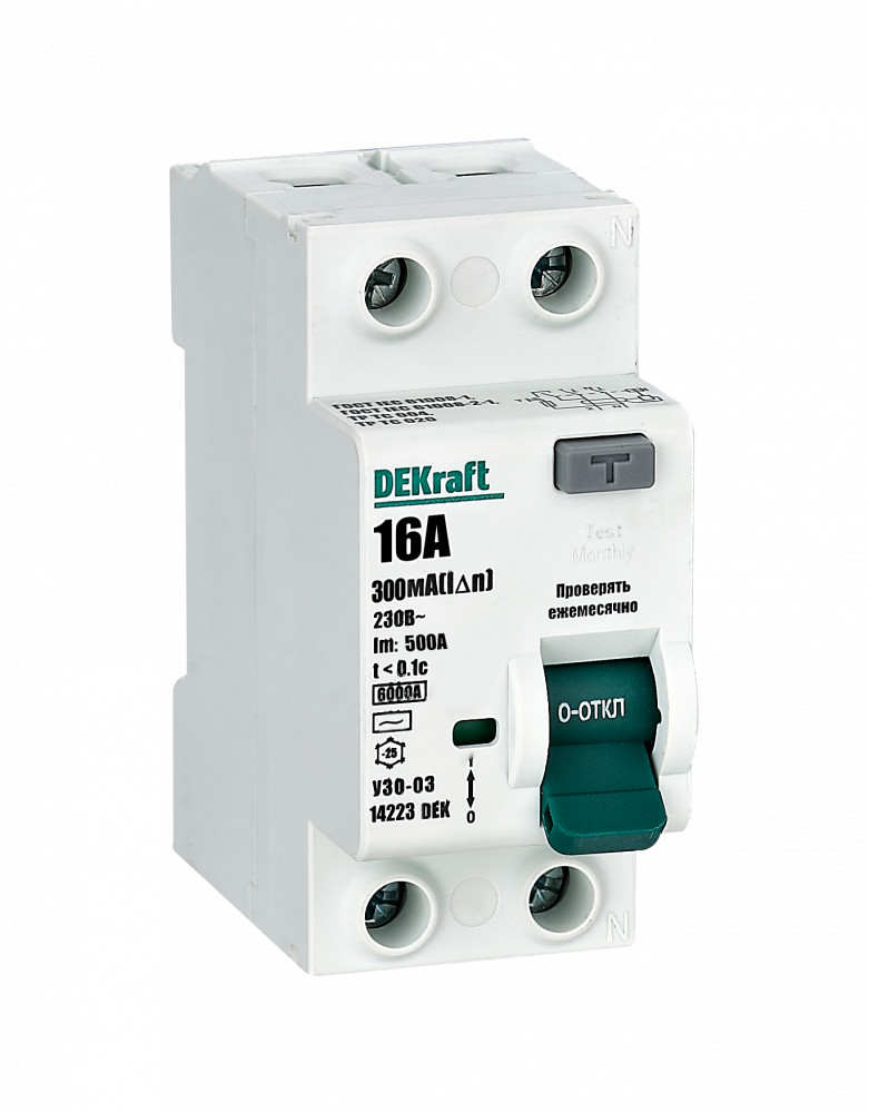 dekraft узо-03 2p 16а 6 ка, 300 ма ( ac ), 14223dek