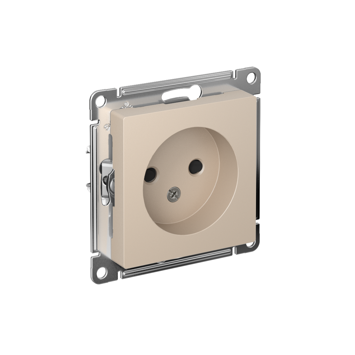 Systeme Electric ATLASDESIGN розетка 1-я без заземления со шторками песочный