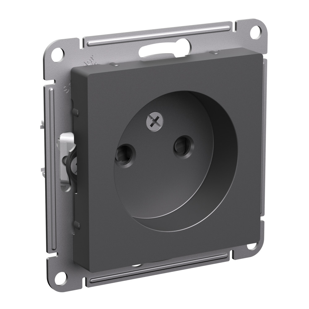 Systeme Electric ATLASDESIGN розетка 1-я без заземления со шторками базальт ATN001449