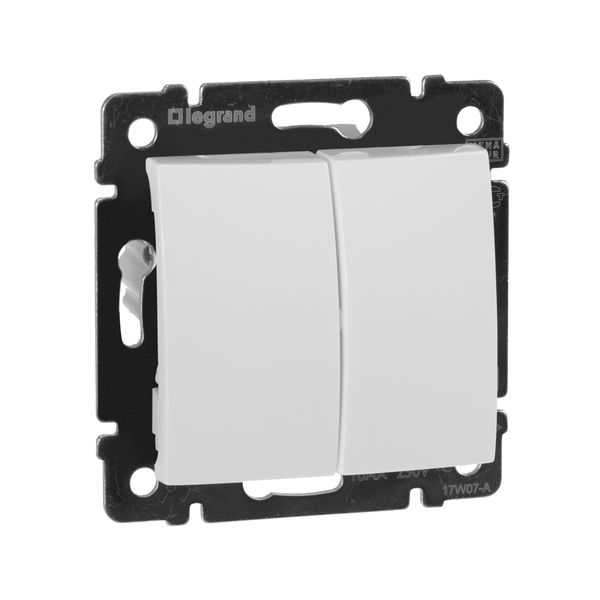 legrand valena переключатель 2 клавишный белый