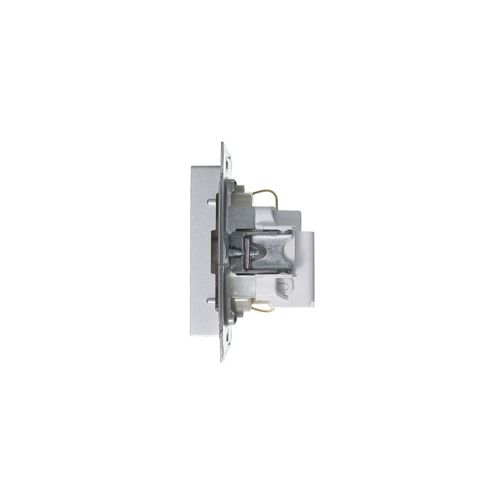 systeme electric atlasdesign, розетка 1-я с заземлением со шторками алюминий atn000345