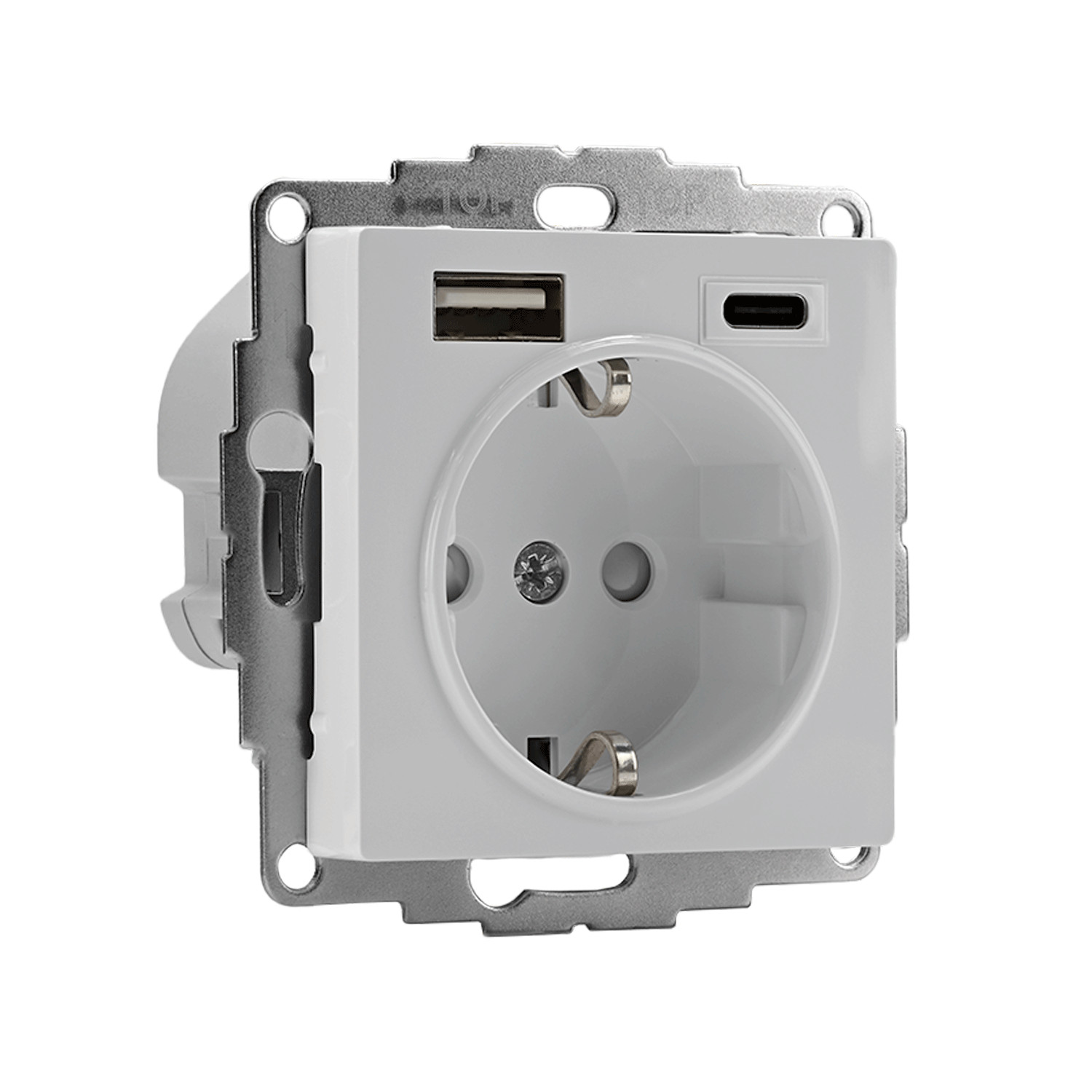 systeme electric atlasdesign, розетка с заземлением 16а с usb a+c для зарядки белый atn000132