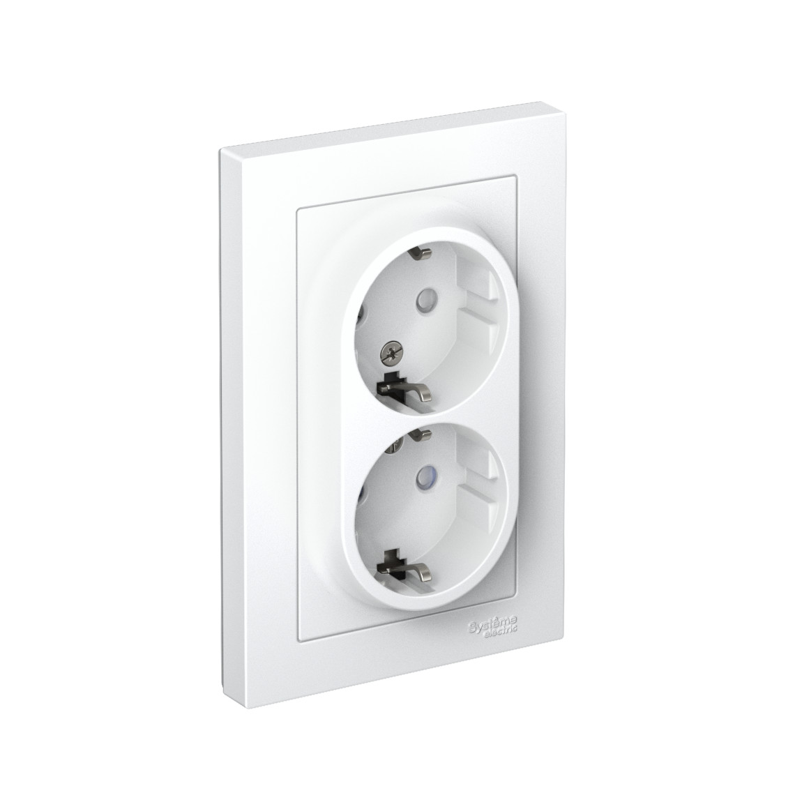 systeme electric atlasdesign розетка 2-я с заземлением со шторками лотос