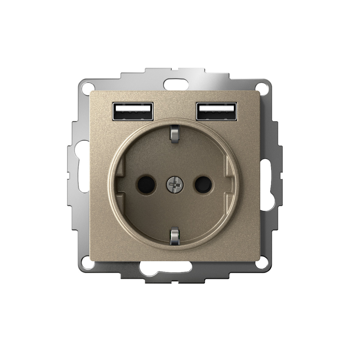 systeme electric atlasdesign розетка с заземлением 16а с 2xusb для зарядки шампань