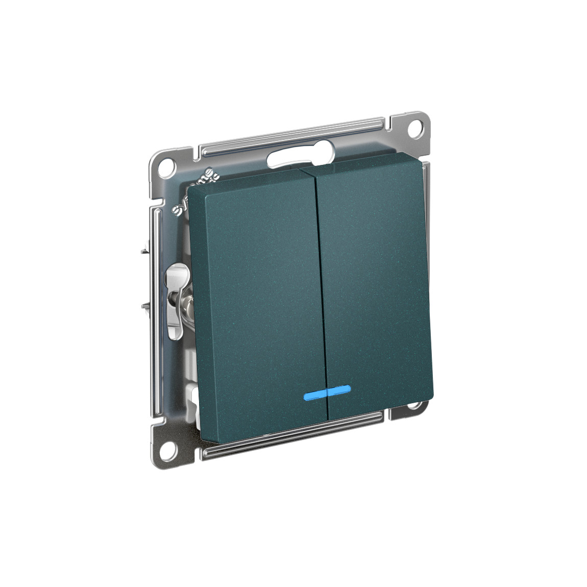 systeme electric atlasdesign выключатель 2-клавишный с подсветкой изумруд