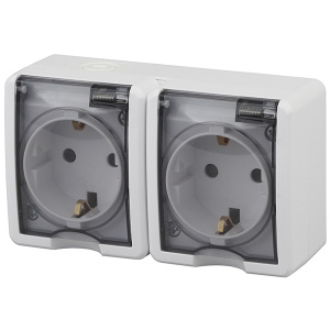 розетка 2-я с/з с крышкой ip54 белая эра (уп.8шт.) 11-2403-01