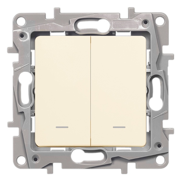 Legrand Etika переключатель 2 клавишный с подсветкой слоновая кость
