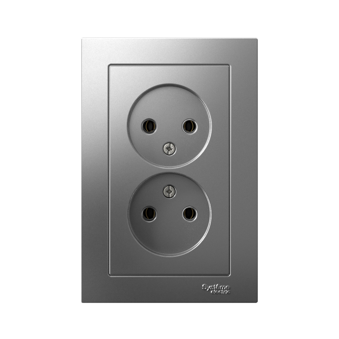 systeme electric atlasdesign розетка 2-я без заземления сталь