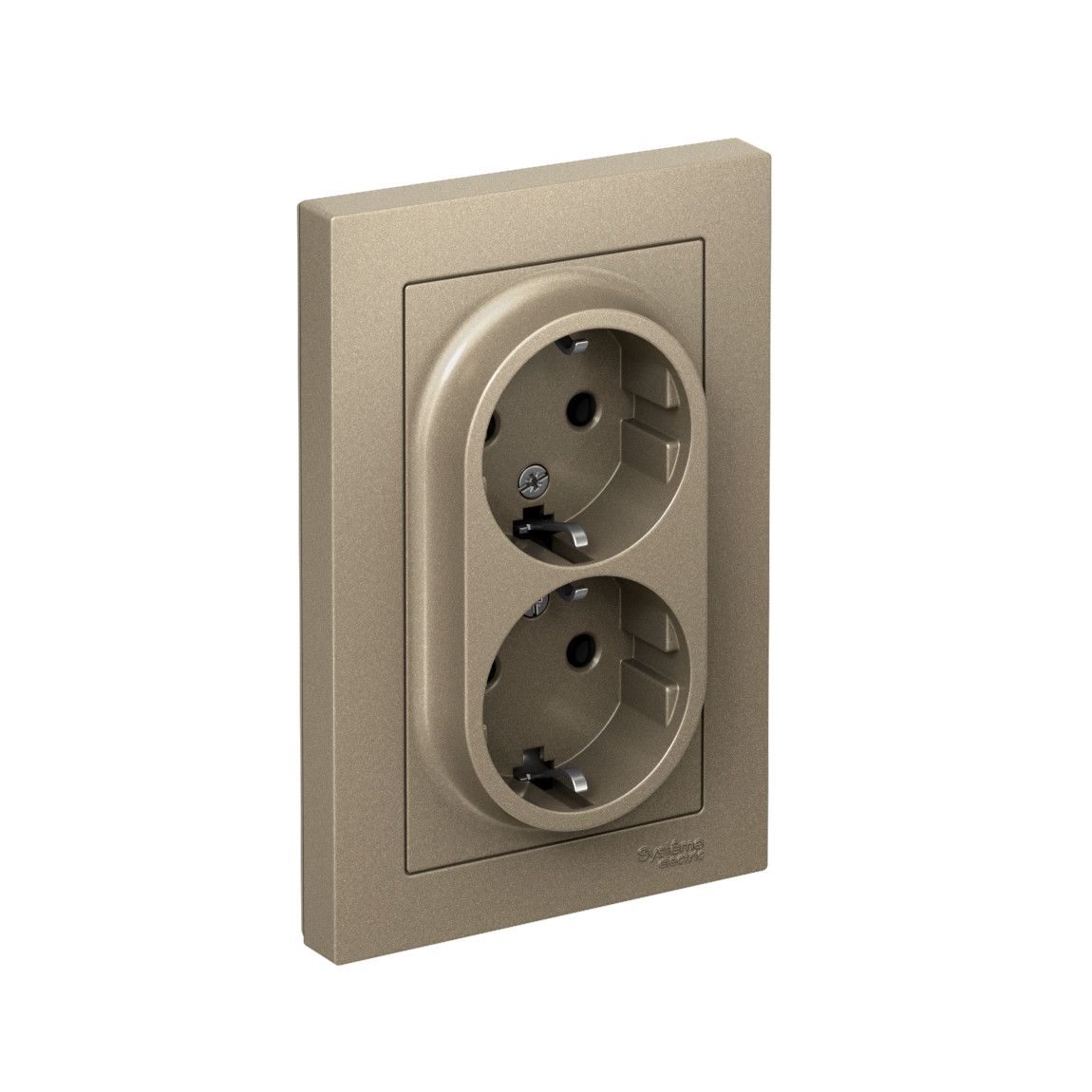 systeme electric atlasdesign розетка 2-я с заземлением шампань